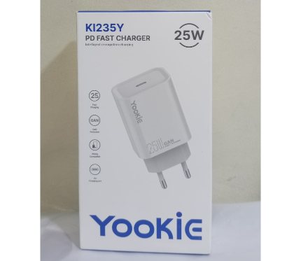 Chargers + Cables Yookie KI235y Gan fast charger PD output 3A 25W Fast charger white
